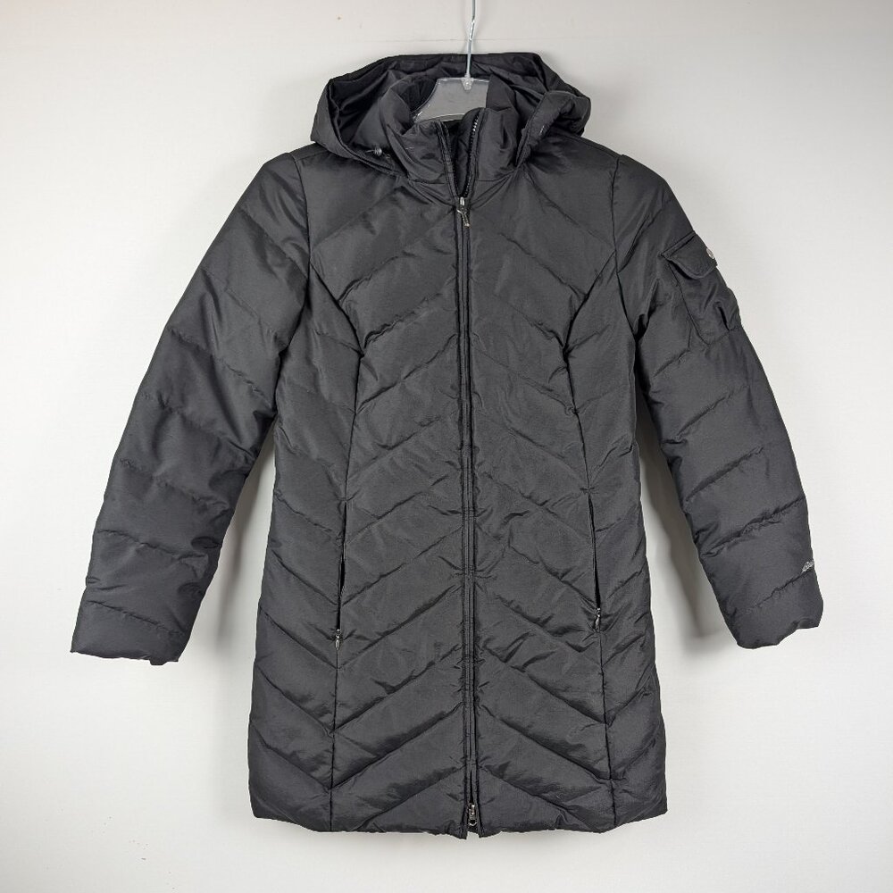 Eddie Bauer Women's Down Filled Quilted Hooded Parka Coat Size Small Black
